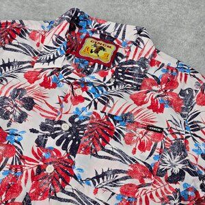 Cinch Shirt Mens Medium Camp Hawaiian Button Floral Cowboy Western Tropical Leaf